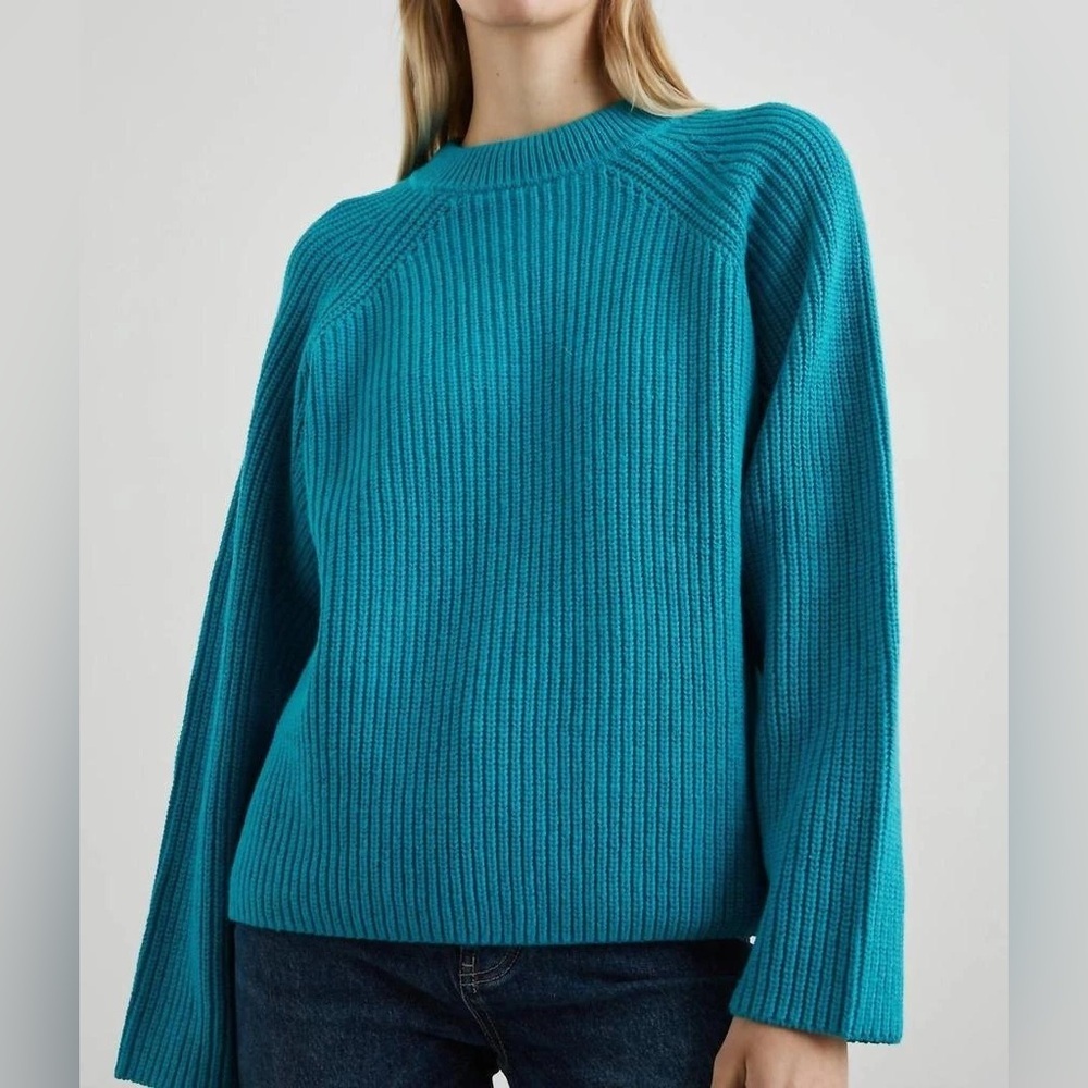 Rails Teal Ribbed Crewneck Sweater